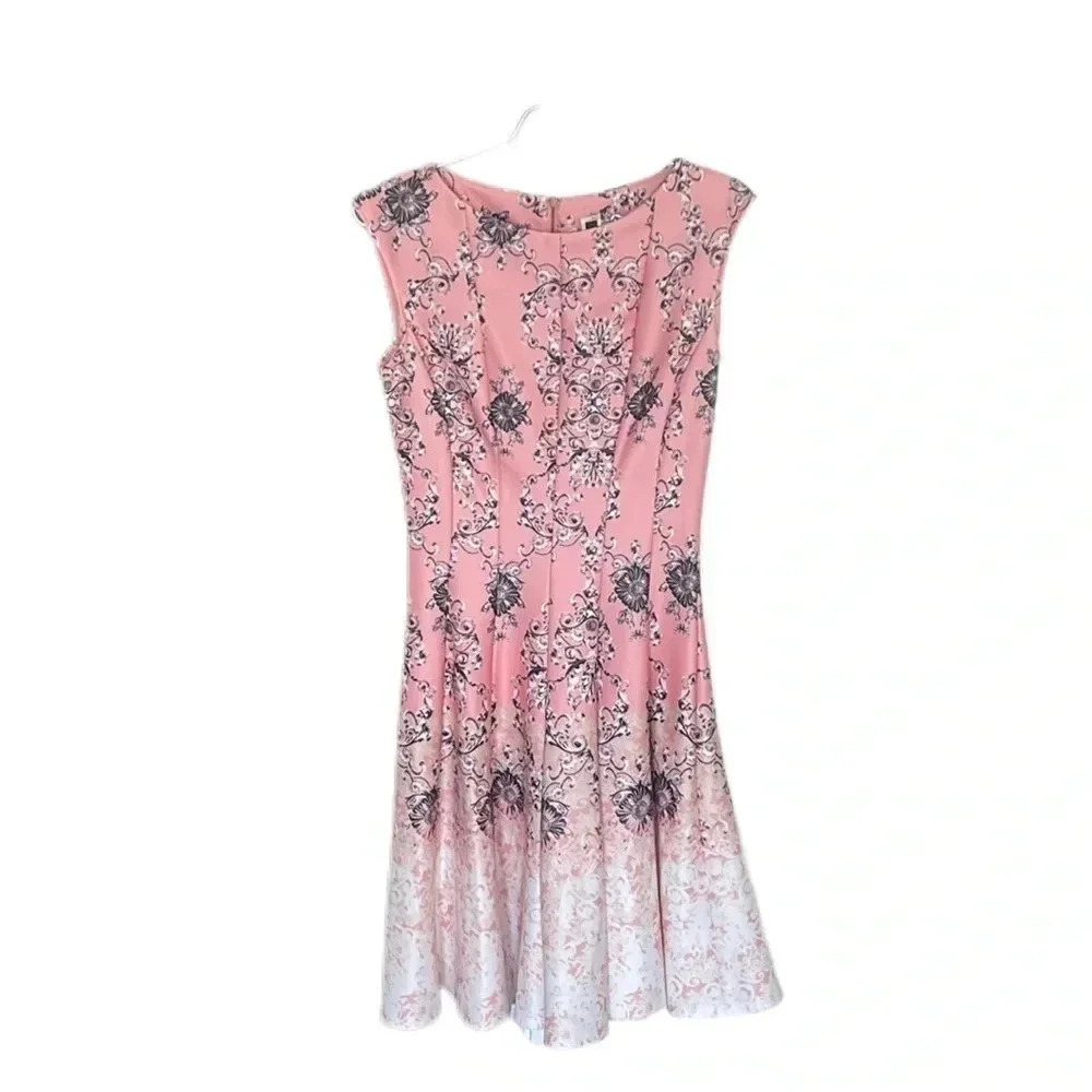 Julian Taylor New York Pink Paisley Fit and Flair Sleeveless Dress Women’s  4
